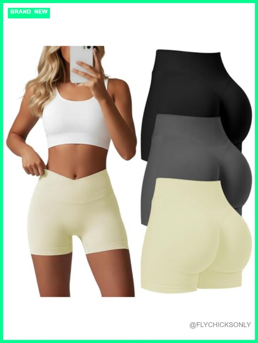 3 Pack Women's High Waist Seamless Biker Shorts Scrunch Butt Lifting Gym Yoga